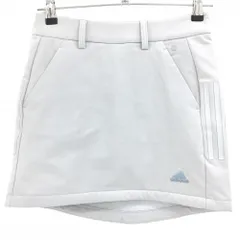 【超美品】アディダス スカート ライトグレー 裏起毛 サイド3ライン 内側インナーパンツ レディース S ゴルフウェア 2022年モデル adidas