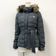 74i8 Abercrombie＆Fitch アバクロンビーアンドフィッチ ダウンジャケット アウター ウエストベルト ファー S グレー系 レディースk02i