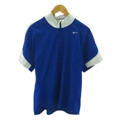 ナイキ NIKE 美品 ドライフィット DRY-FIT Tシャツ ハーフジップ スウォッシュ ロゴ プリント 半袖 XL 青 ブルー 0813 ●ECO