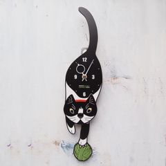 C-ichi 白黒猫-ペットの振子時計