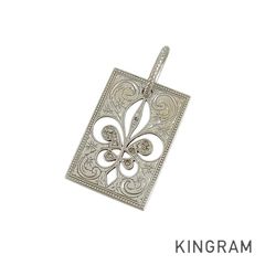 ローリーロドキン Loree Rodkin ペンダントトップ K18WG ダイヤモンド SMALL RECT FLAT ROYAL FLEUR DE LIS PENDANT rkd【中古】