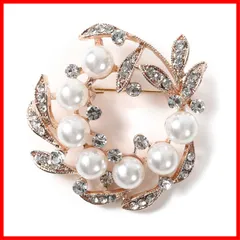 [ティグロス] TIGLOSS ブローチ コサージュ パール セレモニー シルバー ゴールド フォーマル リング ジャケット スーツ ギフト 結婚式 お呼ばれ ドレス パーティー ピン クリップ おしゃれ 花 りぼん 専用BOX付（ゴールド）