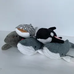 This is so cute 海の生き物 ふわふわぬいぐるみ 4種類 5つセット クジラ サメ ジンベエザメ マナティ