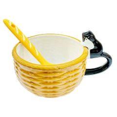 「おうちカフェ ベーシック」黒ねこ(スプーン付) スープカップ 270ml SAN2926-3