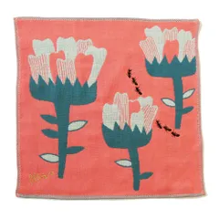 ☆ 花とアリンコ ☆ moritaMiW 3重ガーゼハンカチ タオルハンカチ ブランド レディース ガーゼハンカチ ハンカチタオル ミニタオル ハンカチ ガーゼ 3重 綿 コットン 100% おしゃれ 可愛い 大人 かわいい 動物 いきもの どうぶつ モチーフ