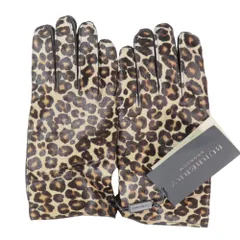 未使用 Burberry バーバリー ゴートレザー グローブ 手袋 レオパード カシミヤ裏地 ヒョウ柄 山羊革 イタリア製 ベージュ メンズ 古着 中古 USED