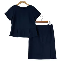 green label relaxing グリーンレーベルリラクシング ペプラムブラウスセットアップ (スカート) size上下38/ネイビー