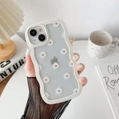 ZTOFERA iPhone 15 ケース用、クリアデイジー TPU 電話ケース、ウェーブフレーム透明電話ケース、かわいい波状 iPhone 15 ケース用