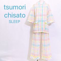 【新品タグ付き】Wacoal　tsumori chisato SLEEP　ワコール　ツモリチサトスリープ　パジャマ　ルームウェア　リラックスウェア　上下セット　セットアップ　チェック　カラフル　マルチカラー　ワンポイント　パジャマパーティー　女子会　かわいい