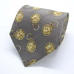 ディズニー ブランド ネクタイ Lloyd's社 ミッキーマウス メダリオン柄 シルク PO メンズ グレー Disney 【中古】