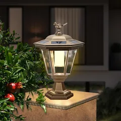 GWSOLAR【ソ－ラ－ランタン玄関灯 かわいい小鳥模様 Smart Lighting 1個いり】ソーラーライト 電球色 明るさ 30ルーメン,屋外門柱灯 玄関ライト 防水、夜間自動制御点灯/六面ソーラーパネルで全角度充電、ソーラー式 配線・電気工事不要、