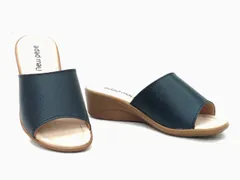 レディース サンダル ニューペペ new pepe 7000 ネイビー ヘップ ミュール 天然皮革