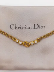 クリスチャンディオール 　CDロゴ　 ゴールド　ラインストーン　ネックレス