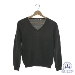 ☆美品☆ UNIQLO ユニクロ トップス ニット セーター Vネック シンプル 長袖 レディース グレー M 901-6045 送料無料 古着
