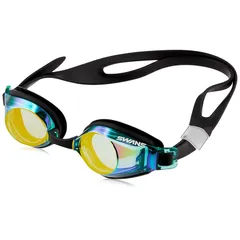 [スワンズ] 日本製 スイミングゴーグル SJ-24M G/OR グリーン×フラッシュオレンジミラー 子供用 6歳~12歳 ミラーレンズ
