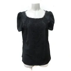 ジャスグリッティー JUSGLITTY シャツ ブラウス プルオーバー レース パール 2 黒 ブラック /YI