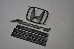 ＣＲ７　アコードハイブリッド　ブラックメッキエンブレムリア５点ＳＥＴ　　INVENTER/grow/メッキ/ブラッククローム/ゴールド/車エンブレム/車パーツ/