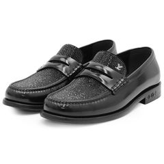 ルイヴィトン LOUIS VUITTON ロゴプレートローファー 6 1/2 黒