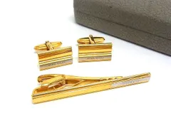 ■美品■ NINA RICCI ニナリッチ カフス カフリンクス ネクタイピン ビジネス 紳士 メンズ 2点セット ゴールド系×シルバー系 DJ2078 冠婚葬祭 結婚式 葬式