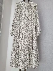 フローラル パフ袖 フリルリッチロングドレス