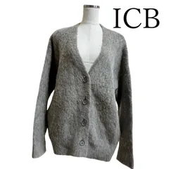 ICB　レディース　ニットカーディガン　ふんわり起毛　Ｖネック　グレー　Ｓ