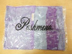 【未開封】【未使用品】Pashmina パシュミナ ストール 総柄 フリンジ パープル系