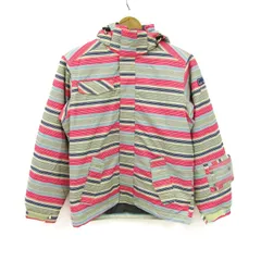 レセーダ 中綿ジャケット ジャンパー アウター スキーウエア ボーダー柄 キッズ 女の子用 150サイズ 白×グレー×ピンク RESEEDA 【中古】