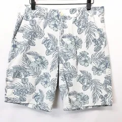古着 ギャップ GAP 若干薄手 テーパードショーツ ショートパンツ ハーフパンツ アロハ柄 花柄 綿×ポリウレタン 31 ブルー系 メンズ 男性