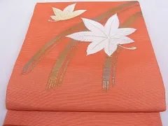 平和屋着物■夏物　九寸開き名古屋帯　楓文　金銀糸　逸品　hy7607