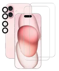 ★即日発送★【2+2 セット】iPhone16 ガラスフィルム（2枚入り）+ iPhone16 カメラフィルム（2枚入り）iPhone 16 フィルム レンズ保護フィルム 強化ガラス 指紋認証対応 日本素材製 液晶保護フィルム 画面保護 ガラスカバー 極薄 高