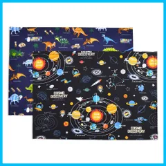 【人気商品】おしゃれ 布製 子供 給食 男の子 綿 ランチョンマット 2枚組 STYLE 太陽系惑星と恐竜大陸セット CANDY N3601212 COLORFUL