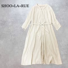 SHOO•LA•RUE バンドカラー　ワッシャー加工　ロング　ワンピース　羽織り　コットン　シャツワンピース　ナチュラルコーデ　ワールド