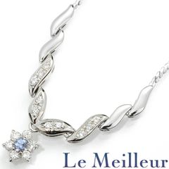 タンザナイト ダイヤモンド 0.3ct プラチナ Pt850 フラワーモチーフネックレス 中古 プレラブド 返品OK