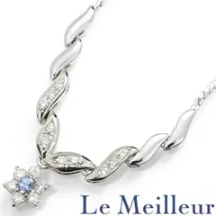 タンザナイト ダイヤモンド 0.3ct プラチナ Pt850 フラワーモチーフネックレス 中古 プレラブド 返品OK