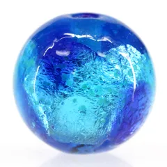 Sea drop 光る ホタルガラス ブルー×ライトブルー 10mm  粒売り 1粒 ビーズ 蓄光 とんぼ玉 [227tt-10-01]