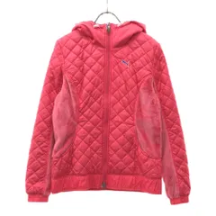 プーマ ロゴ刺繍 フード付 キルティングジャケット L ピンク PUMA 中綿 レディース