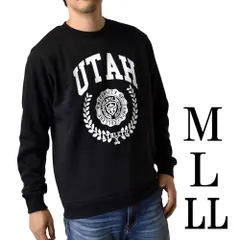 スウェットトレーナー 《UTAH柄：ブラック》 新品 未使用 裏起毛 スエット アメカジ クルーネック フリース 刺繍 プリント 【X1C】【ゆうパケット】 ファッション メンズ トップス