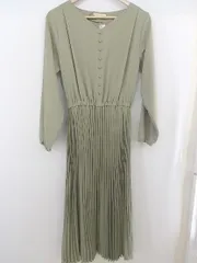 ◇ ehka sopo エヘカソポ プリーツ 長袖 ロング ワンピース サイズF カーキ系 レディース P  【1212210006782】