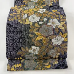 袋帯◇煌びやか辻が花模様□全通柄□黒紺シルバー◇正絹着物 袋帯◇煌びやか辻が花模様□全通柄□黒紺シルバー◇正絹着物