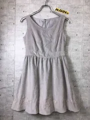 可愛い！Ank Rouge アンクルージュ 英字刺繍 ノースリーブ ベロア フェミニンワンピース M