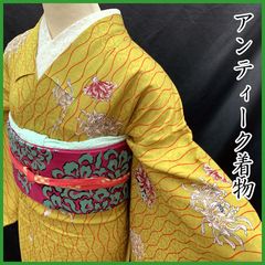 梅雨見舞　お値下げ　大正ロマン縮緬　長着 振袖 大梅 （Mサイズ）