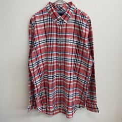TOMMY HILFIGER シャツ チェック柄 レッド/ネイビー ポケット付き【メンズXL】