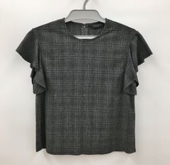 サクラ SACRA TOKYO ブラウス 38 グレーチェック フリル 日本製 2402WR125