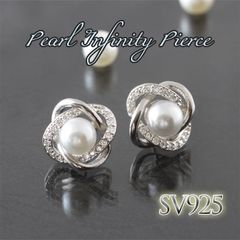 ピアス レディース 一粒 パール 真珠 CZ ダイヤ 両耳 シルバー 銀 上品