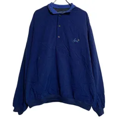 ジャケット XXL ブルー ハーフボタン ビッグサイズ 襟付き ワンポイント 刺繍 アウター 古着卸 アメリカ仕入 a612-6576