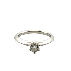 【鑑定済み】正規品 TIFFANY＆CO ティファニー リング  ソリティア Pt950 ダイヤ0.23ct  #5.5号 プラチナ 1PD