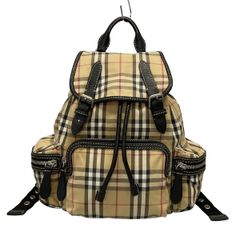 BURBERRY/Burberry(バーバリー) リュックサック ベージュ×黒×マルチ チェック柄/チェーンショルダー ウール、レザー