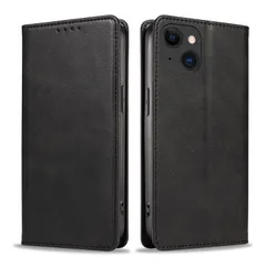 iPhone15 ケース いPhone15 ケース アイフォン15 ケース スマホケース 手帳型 携帯カバー レザー 耐衝撃 軽量 着脱しやすい 放熱性 マグネット式 カード収納 スタンド機能ケース15 対応 360度保護 PinLiSheng (ブラック