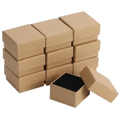 Crystal craft ギフトボックス アクセサリー用 指輪収納 クッション付き 正方形 小箱 クラフト紙 プレゼント ラッピング 10個セット 5x5x3cm [５×５×３ｃｍ]