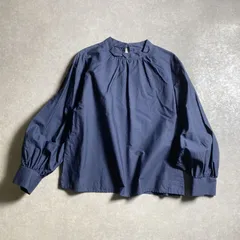 ★LIMITLESS LUXURY/ギャザーネック コットン ブラウス プルオーバー /ネイビー/リミットレスラグジュアリー